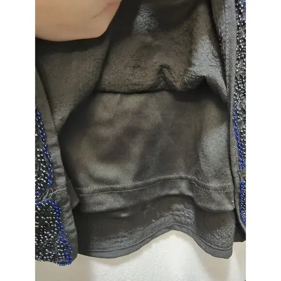 Forever 21 black beaded sequin embellished mini skirt large - Picture 5 of 10